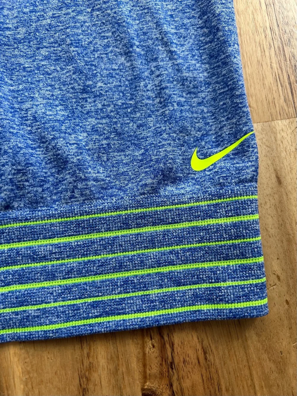 Nike Dri-FIT Racerback Tank Top Blue Neon Stripe Athletic Workout Women’s Medium